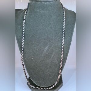 Unisex .925 Italian Silver Twisted Rope Chain Necklace